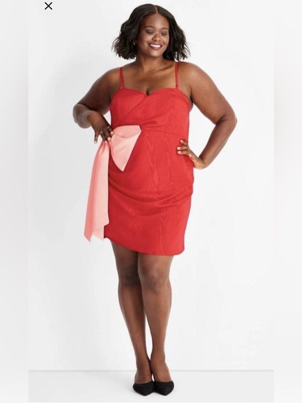 NWT Red Sweetheart Mini Dress with Oversized Pink Bow